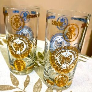 Georges Briard Gold Butterfly Glass Set